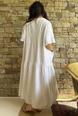 Rustic Nature Linen Blend Smock T Shirt Dress White